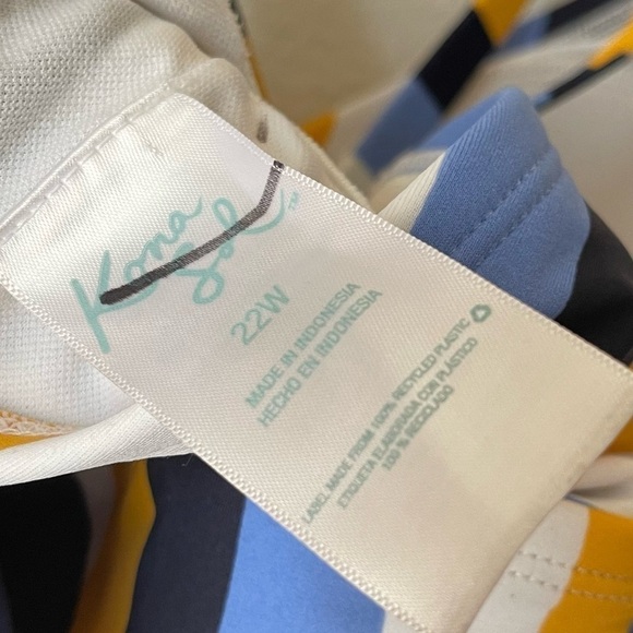 Kona Sol Blue Striped Strappy One Piece Swimsuit - Picture 4 of 5